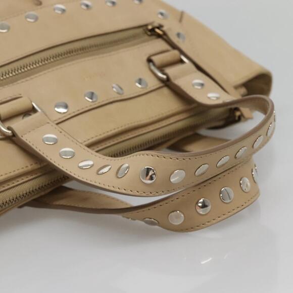 CELINE Hand Bag Leather Beige Silver - Picture 7 of 13